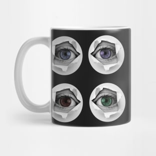 Eyes Looking Thru Torn Paper Sticker Set Mug